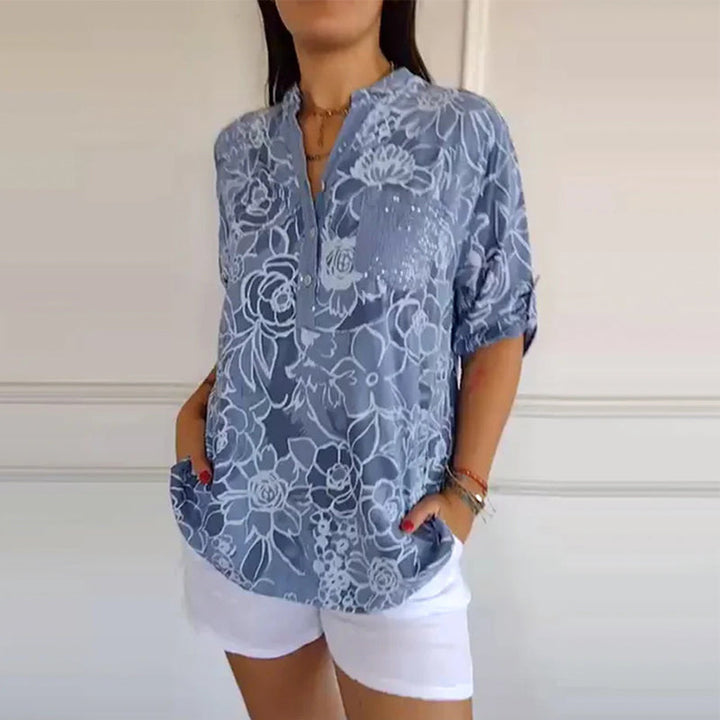 Drune | V-Ausschnitt Button Down Bedruckt