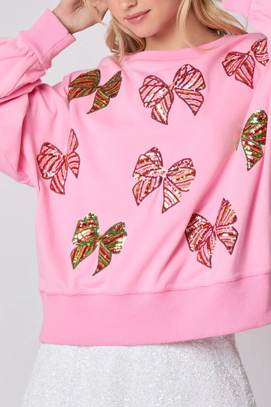 Drune | Weihnachtsbogen Pailletten Lockere Freizeit Langarm Sweatshirt