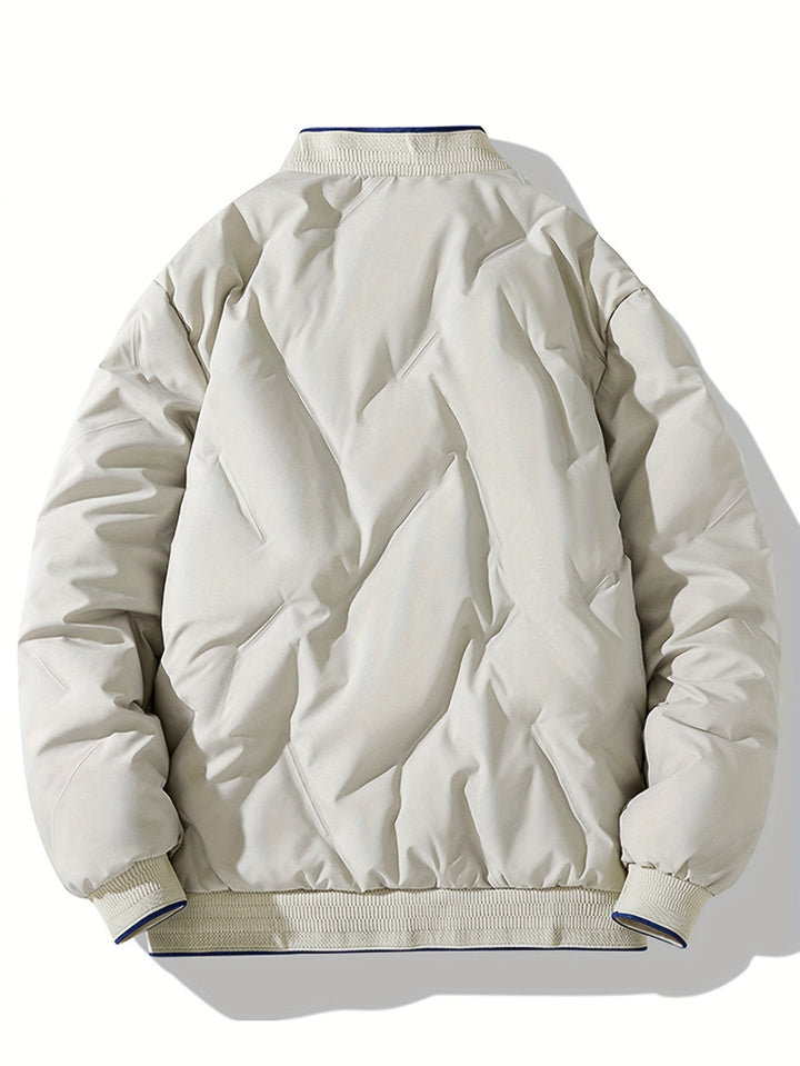 Drune | Baseballkragen Reißverschluss Solides Fleece Mit Taschen Winterjacke Für Herren - Perfekt für Outdoor-Aktivitäten