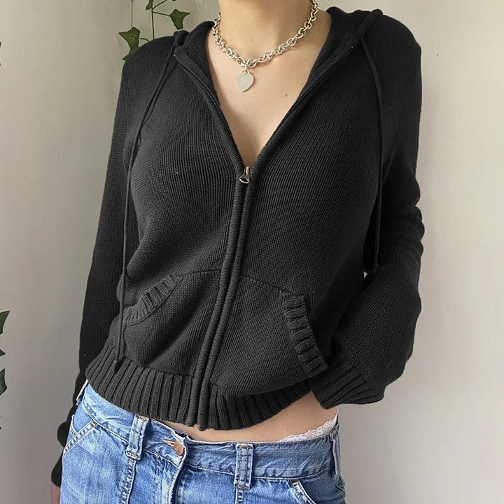 Drune | Cozy hooded knit cardigan with button placket at the front