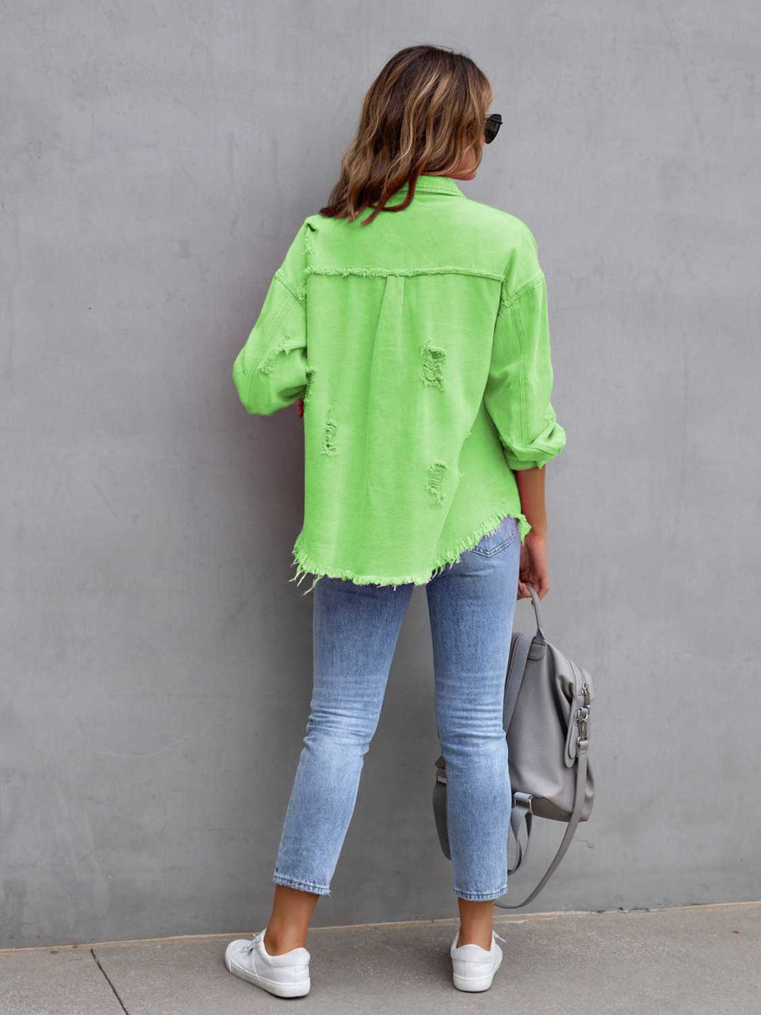 Drune | Distressed Drop Shoulder Denimjacke