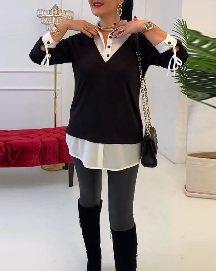Drune | Schwarz und Weiß Patchwork Revers