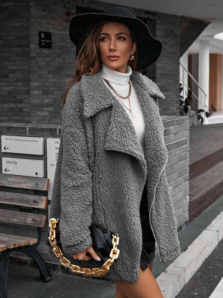 Drune | Double Take Zip up Teddy Jacke mit Kragen