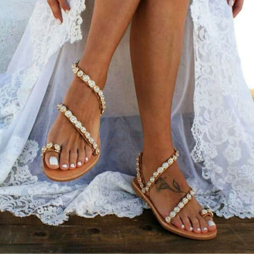 Drune | Boho Strand Strass Flip Flops