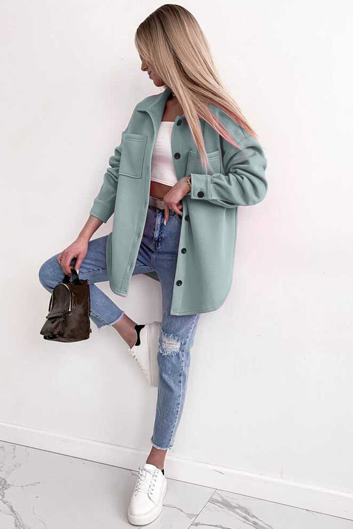 Drune | Oversized Hemdbluse mit Großen Taschen Polyester Minimalistisch und Stilvoll