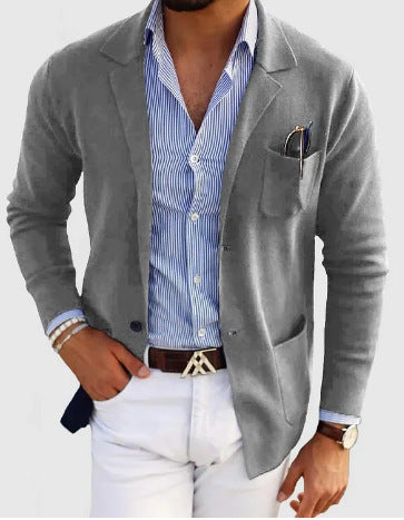Drune | Herren Strickjacke Mit Lässigen Knöpfen, Taschen Und Reverskragen, Einfarbig, Langärmelig