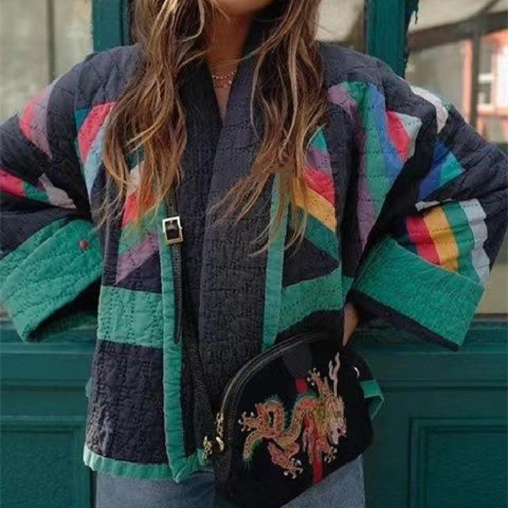 Drune | Vintage Bedruckte Lockere Blumen Baumwolljacke für Damen