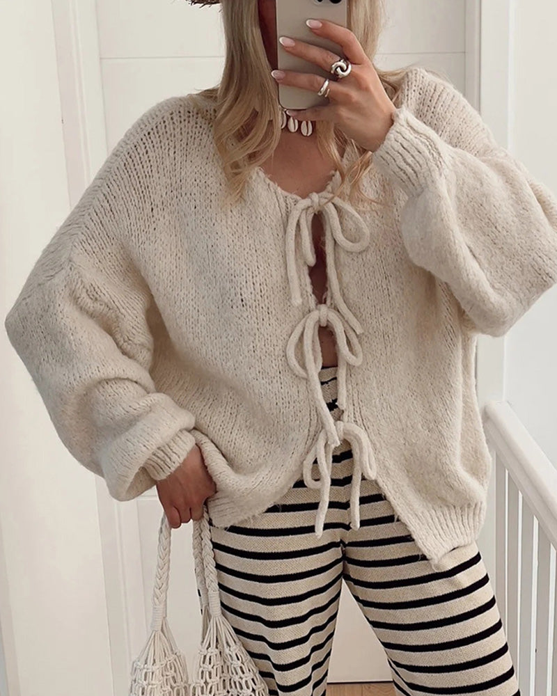Drune | Strickjacke mit Schnürung Im Lazy Stil