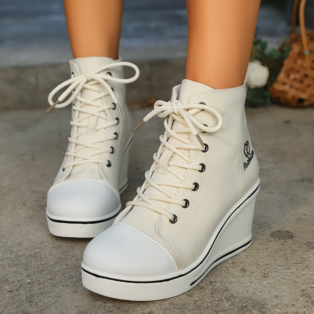 Drune | Einfache Canvas Stiefeletten Mit Liebesmotiv