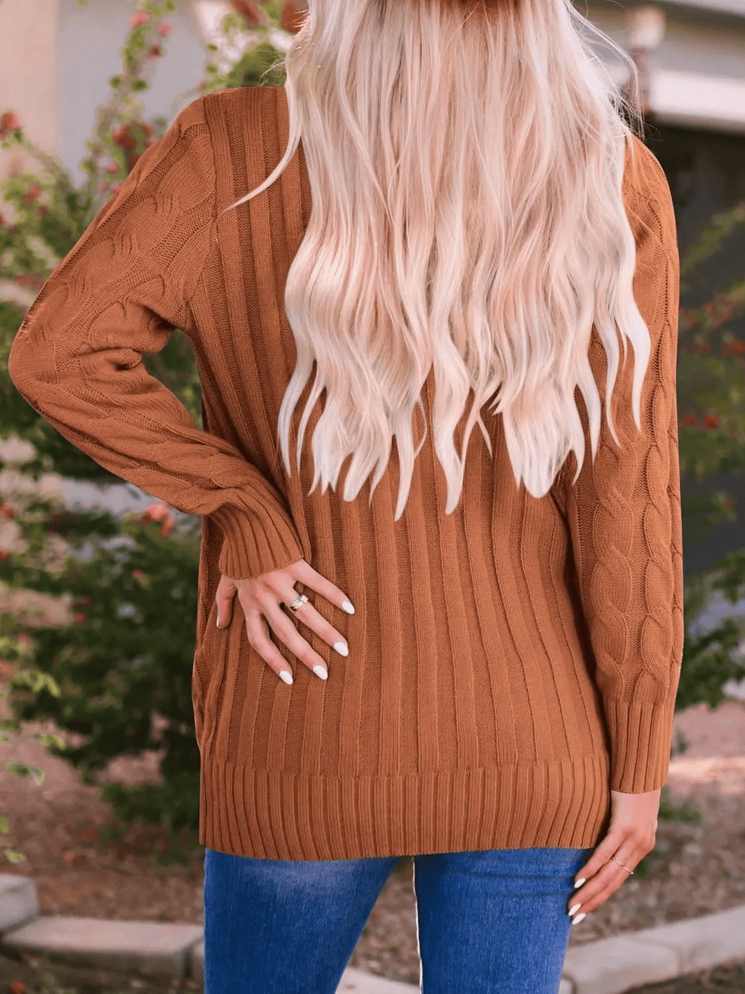 Drune | Offener Strickcardigan mit Zopfmuster