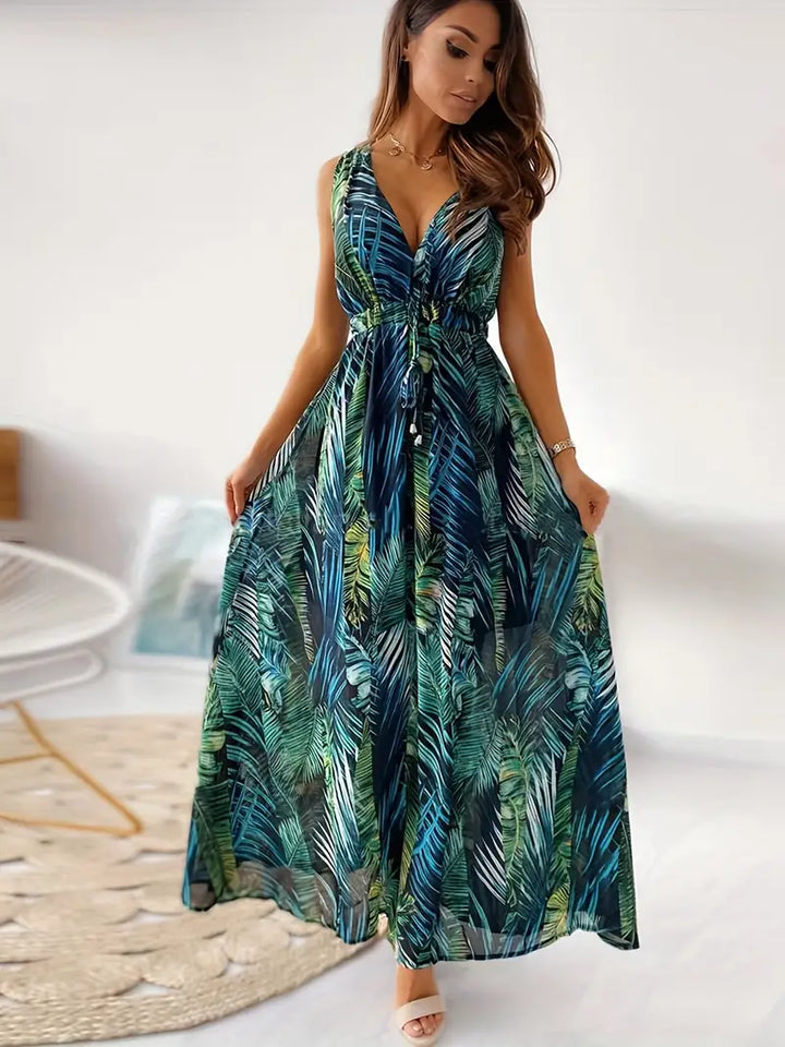 Drune | Casual Boho Maxi-Kleid Mit Kordelzug