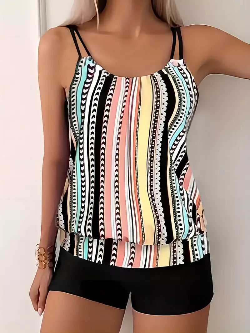 Drune | Gestreifter Tankini mit Druck