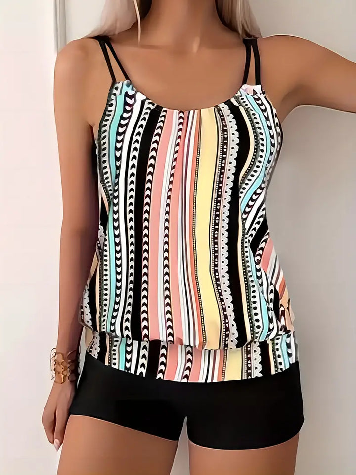 Drune | Gestreifter Tankini mit Druck