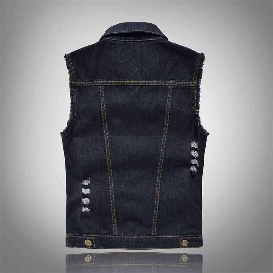 Drune | Zerrissene Denim-Weste