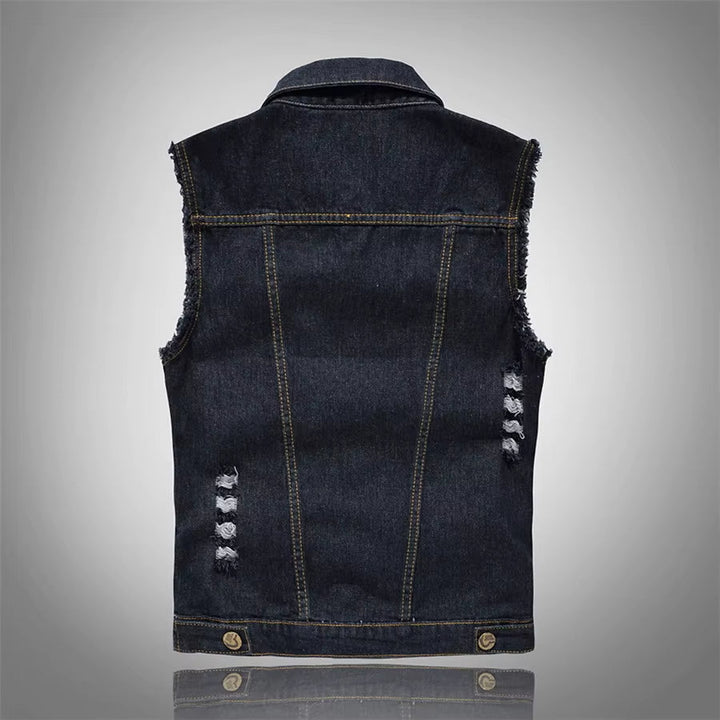 Drune | Zerrissene Denim-Weste