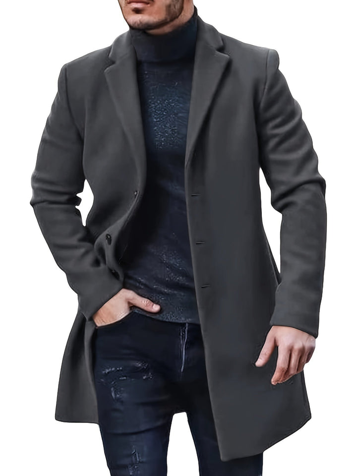 Drune | Elegante mittellange Winterjacke mit einfacher Knopfverschluss für Männer - Ideal für den Winter