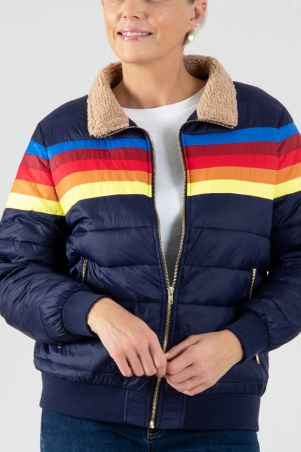 Drune | Regenbögen Retro Streifen Isolierte Jacke
