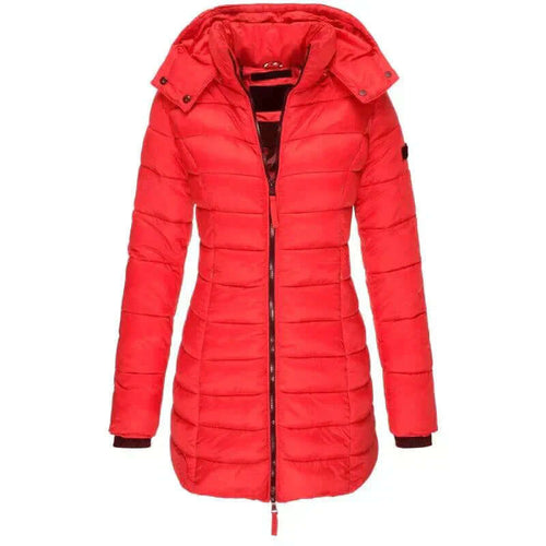 Drune | Damen Lange Winter Pufferjacke mit Kapuze