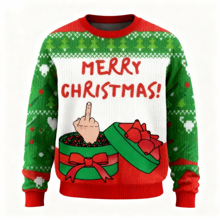Drune | Weihnachts-Slogan-Druck Unisex Hässlicher Weihnachtspullover - Lustiger Feiertagsparty-Pullover