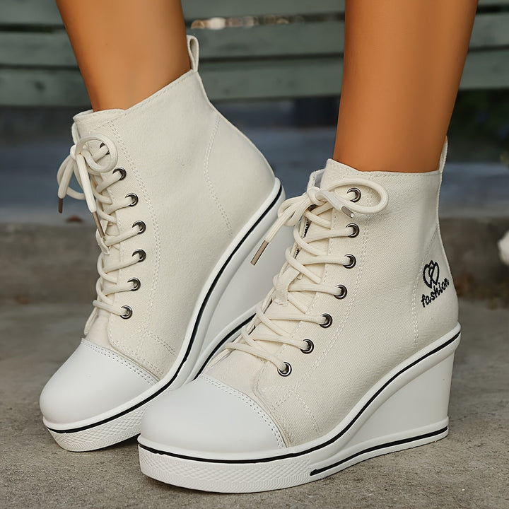 Drune | Einfache Canvas Stiefeletten Mit Liebesmotiv