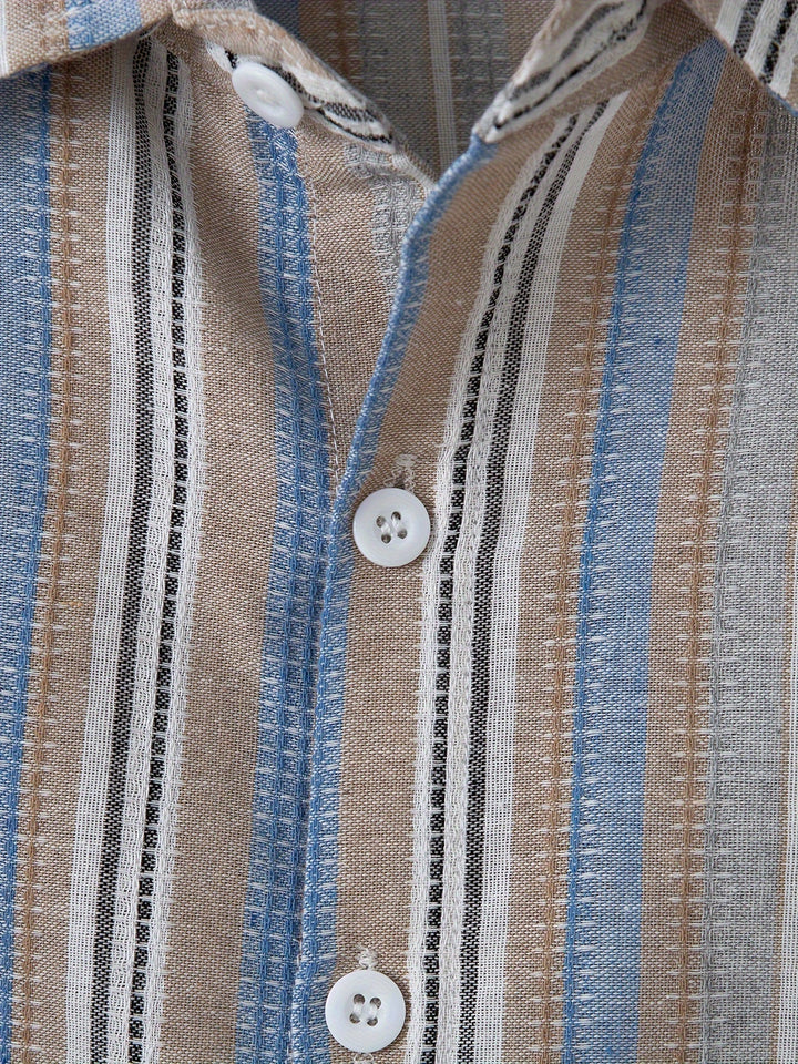 Drune | Gestreiftes Baumwoll Leinen Herrenhemd für entspannte Looks