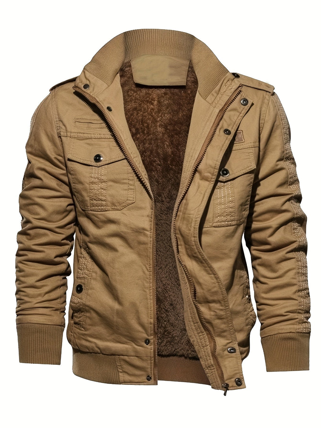 Drune | Langarm Reißverschluss Retro Stehkragen Winterjacke Für Herren - Perfekt für Freizeit