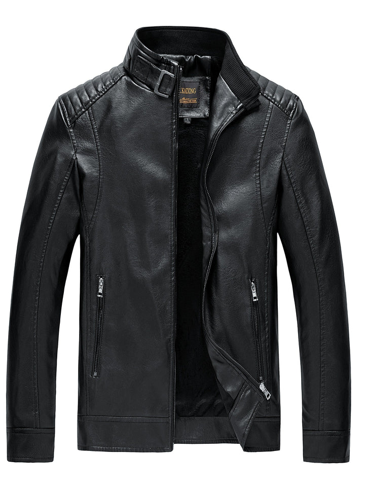 Drune | Stylische Lederjacke mit Reißverschluss Taschen