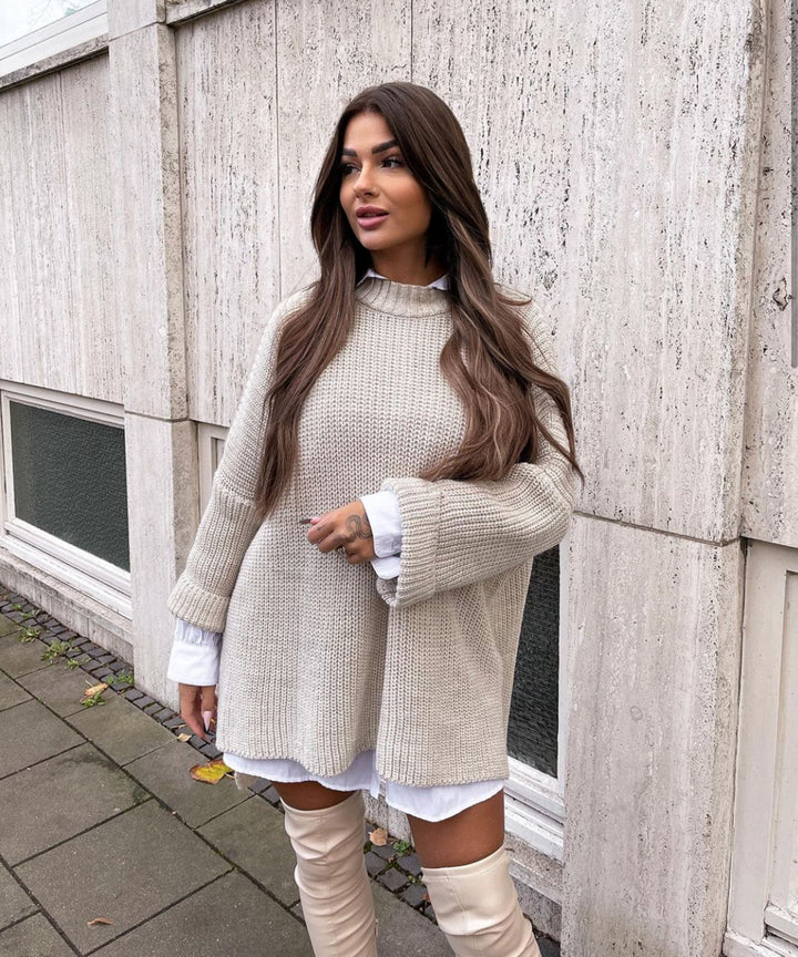 Drune | Cozy oversized knit sweater in soft beige