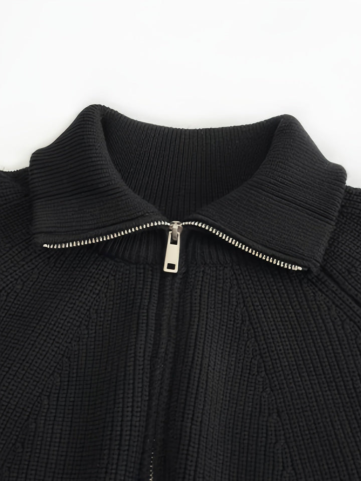Drune | Rippstrickpullover mit Hohem Kragen und Reißverschluss Baumwolle Elegant und Bequem