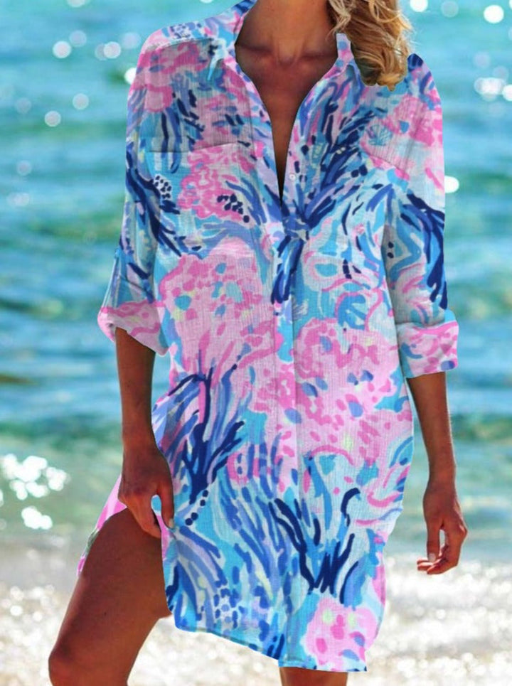 Drune | Bikini Jacke Shirt Badeanzug Strickjacke Damenbekleidung Druck Urlaub Strandshirt