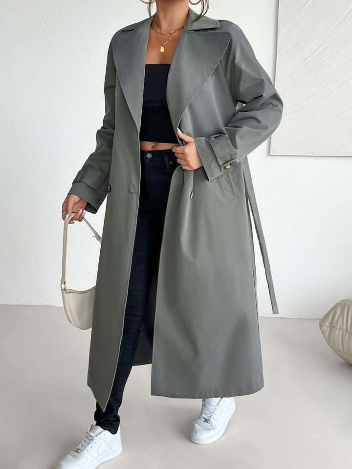 Drune | einfarbiger Trenchcoat mit Gürtel für Damen - Perfekt für legere Tage