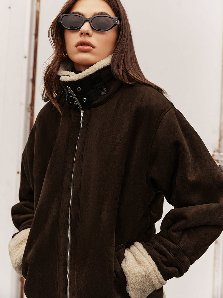 Drune | Vintage brown fleece-lined jacket with a relaxed fit