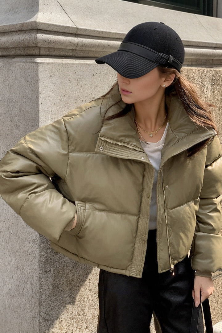 Drune | Faux Leather Isolierte Pufferjacke