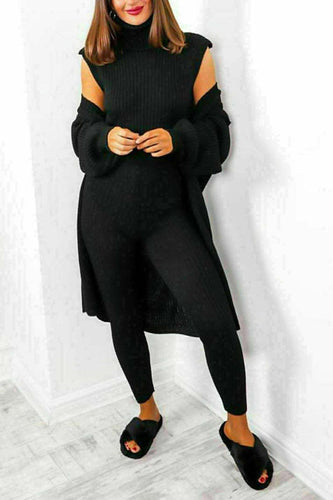 Drune | Damen 3-teiliges Strick-Loungewear