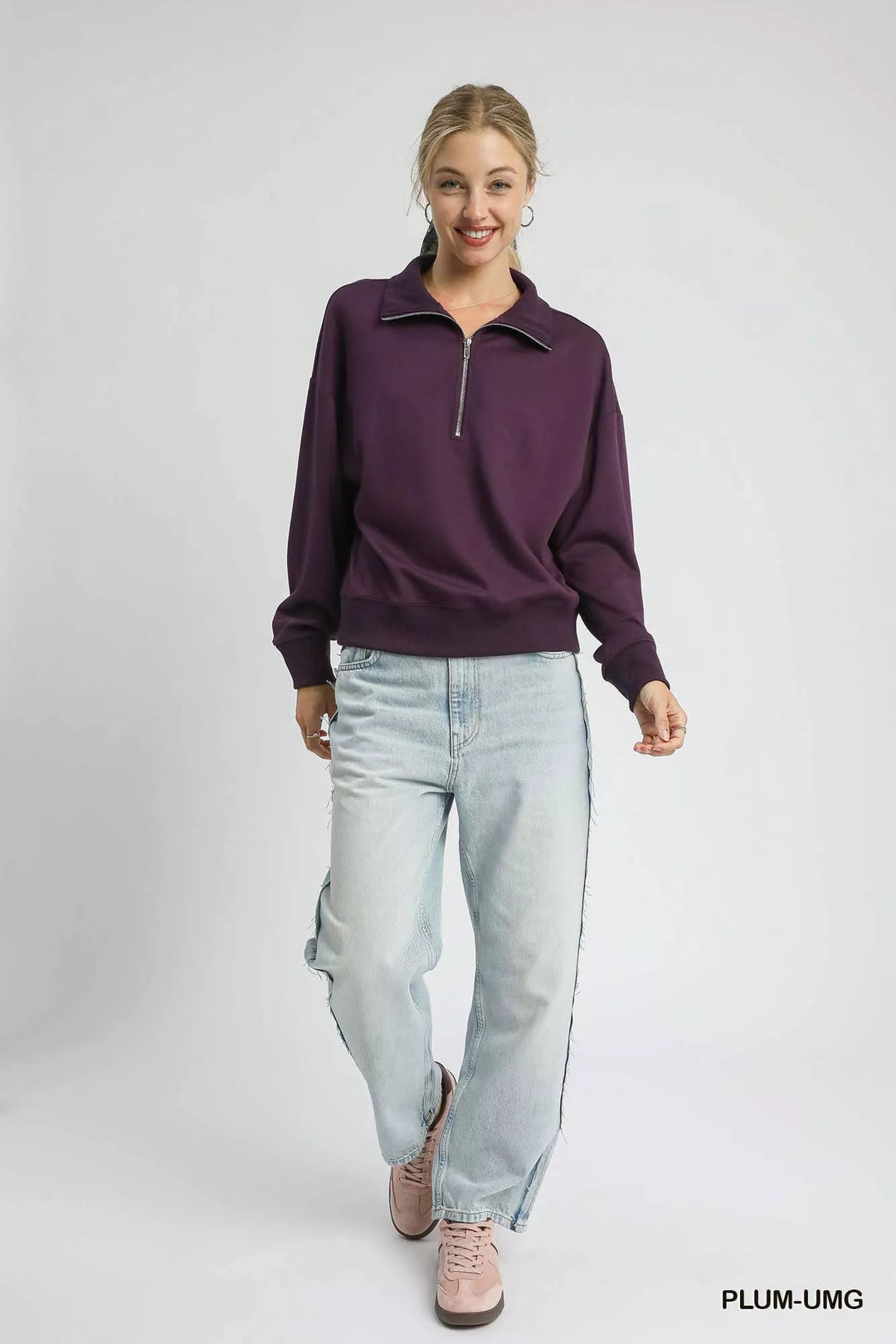 Drune | kuscheliger Pullover mit halbem Reißverschluss