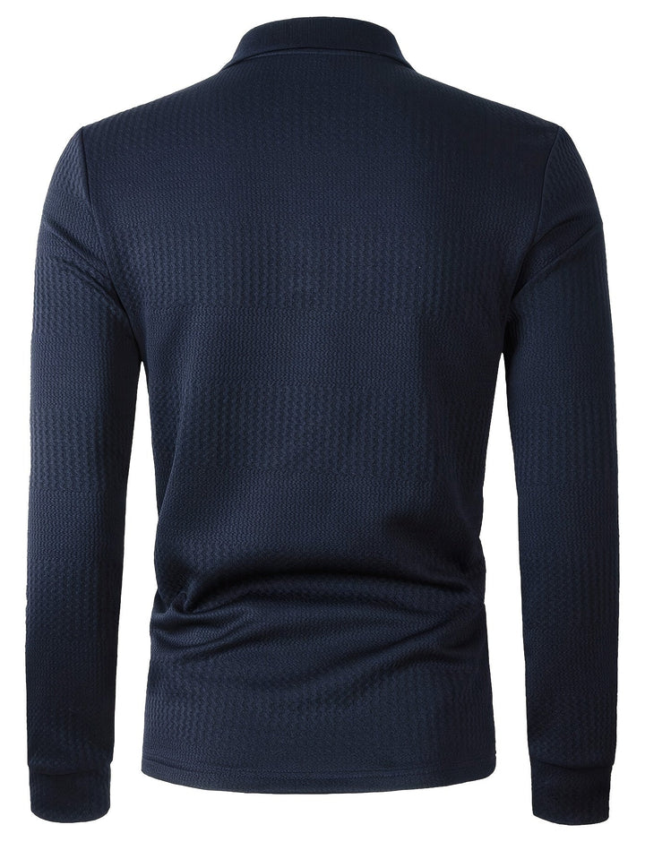 Drune | Elegante Langärmelige Polo Texturiertes Design Stilvoll und Komfortabel