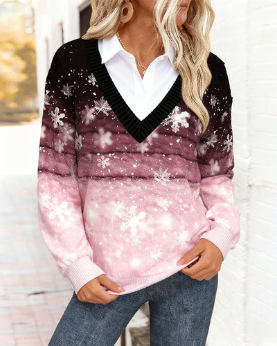 Drune | Sweatshirt mit Hemdkragen und Druck