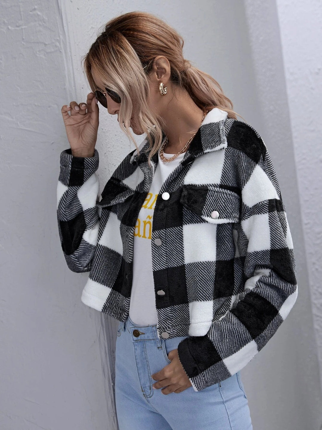 Drune | Karierter Button-Down-Kragenjacke