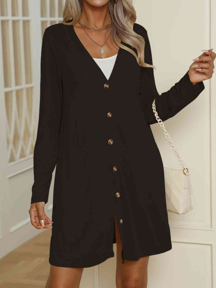 Drune | V-Ausschnitt Knopf-Oben Langarm Cardigan