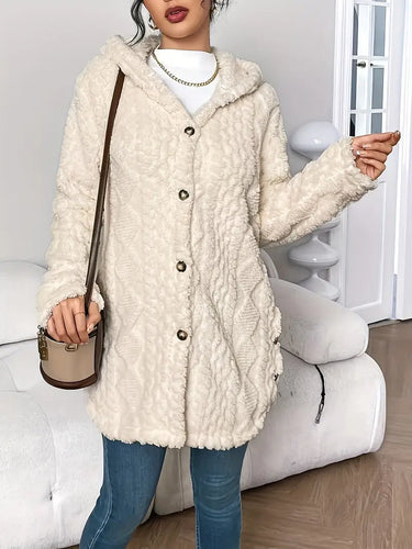 Drune | Lange Jacke mit Kapuze und Knöpfen
