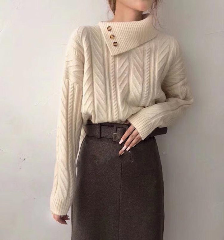 Drune | Strickpullover mit Asymmetrischem Kragen Weich und Elegant Zeitloses Design