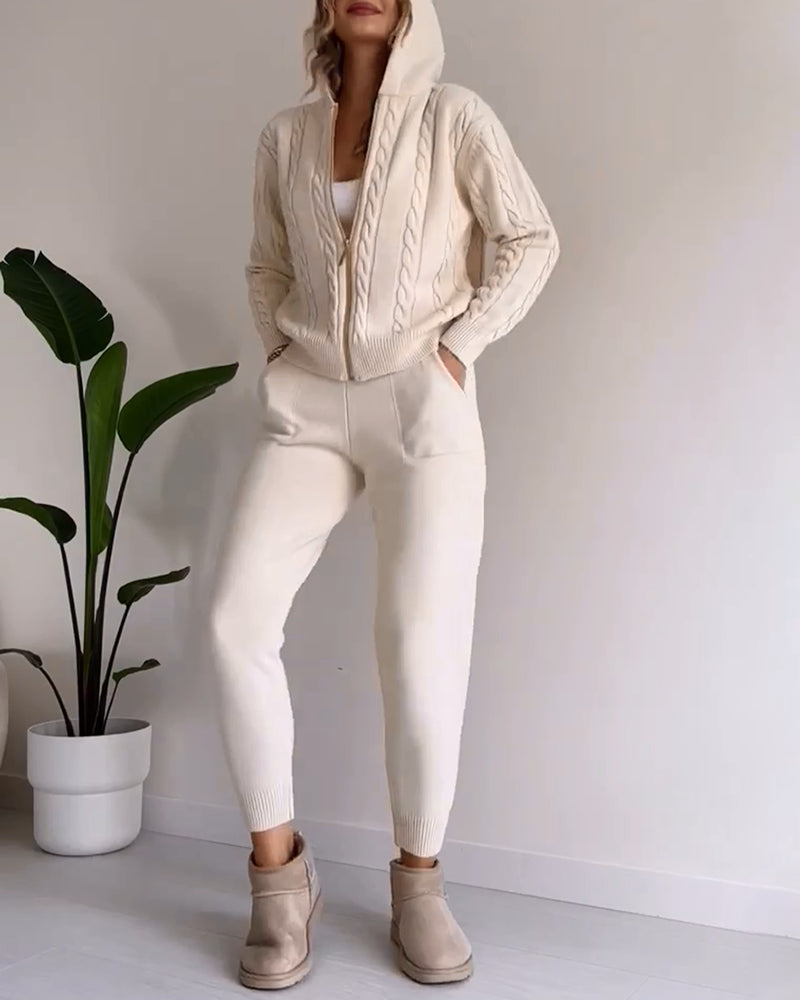 Drune | Casual jacquard cardigan set with twist design