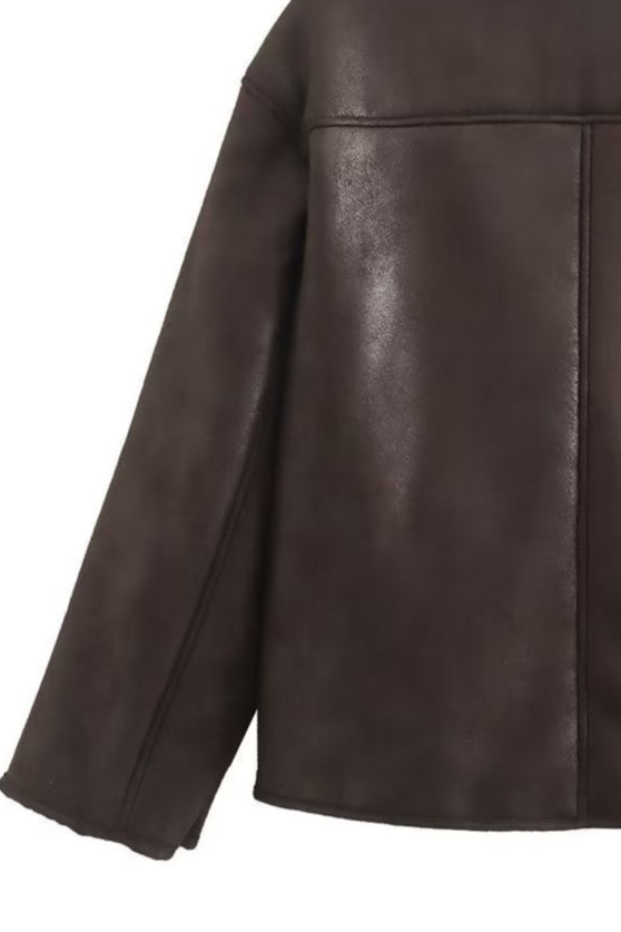 Drune | Lammfell gefütterte lockere Jacke