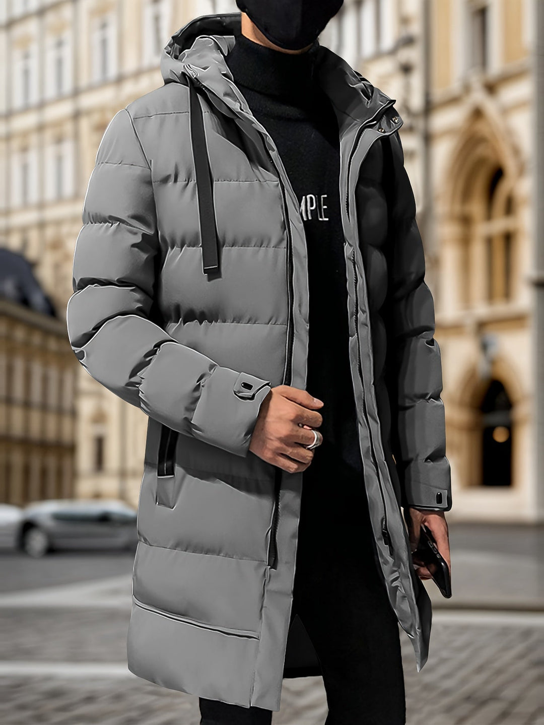 Drune | Winddichte Mittellange Reißverschluss Kapuzen Winterjacke - Ideal für Winter