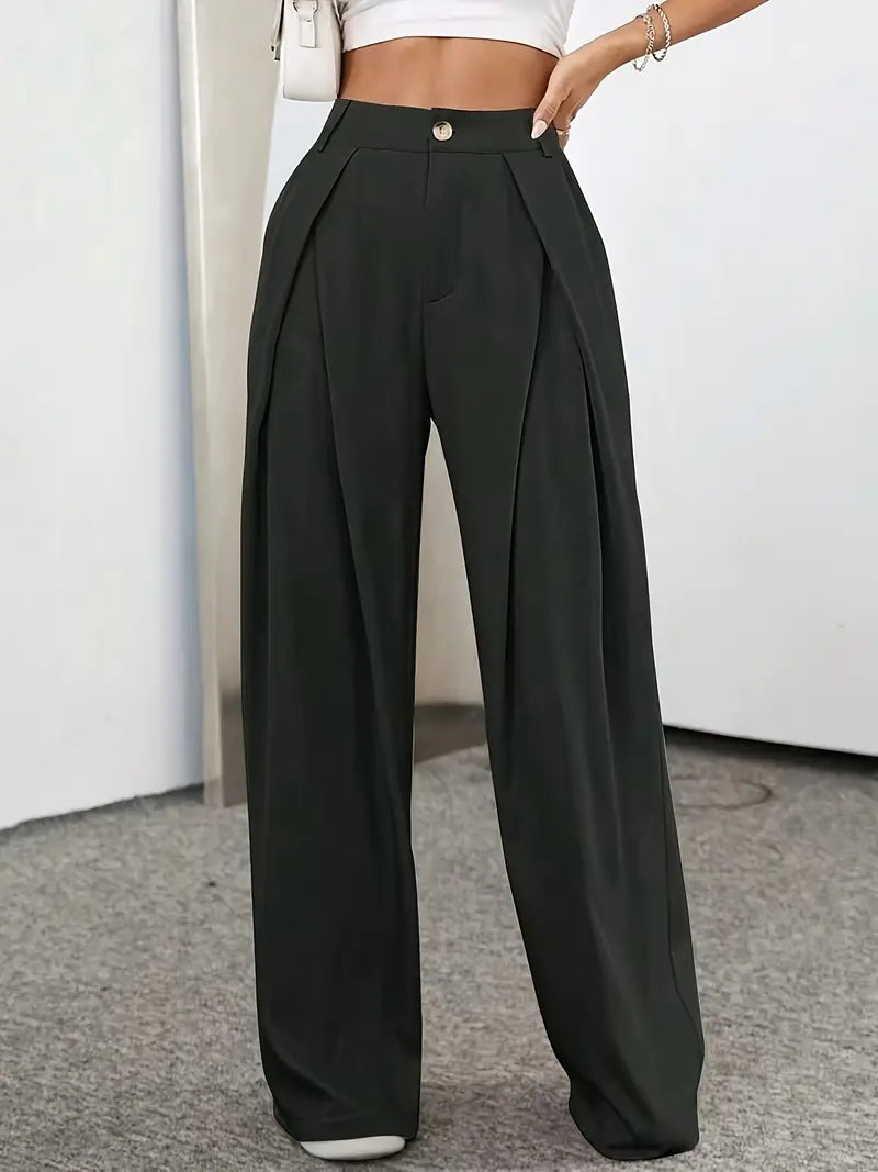 Drune | Schicke Herbst Hohe Taille Plissee Hose für Frauen
