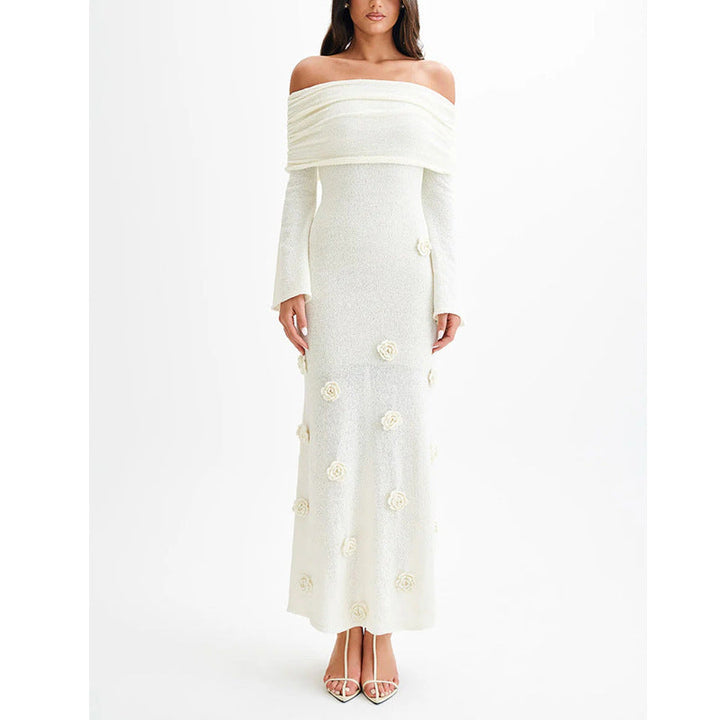 Drune | Dreidimensionales Blumenkleid Mit Offenen Schultern Strick