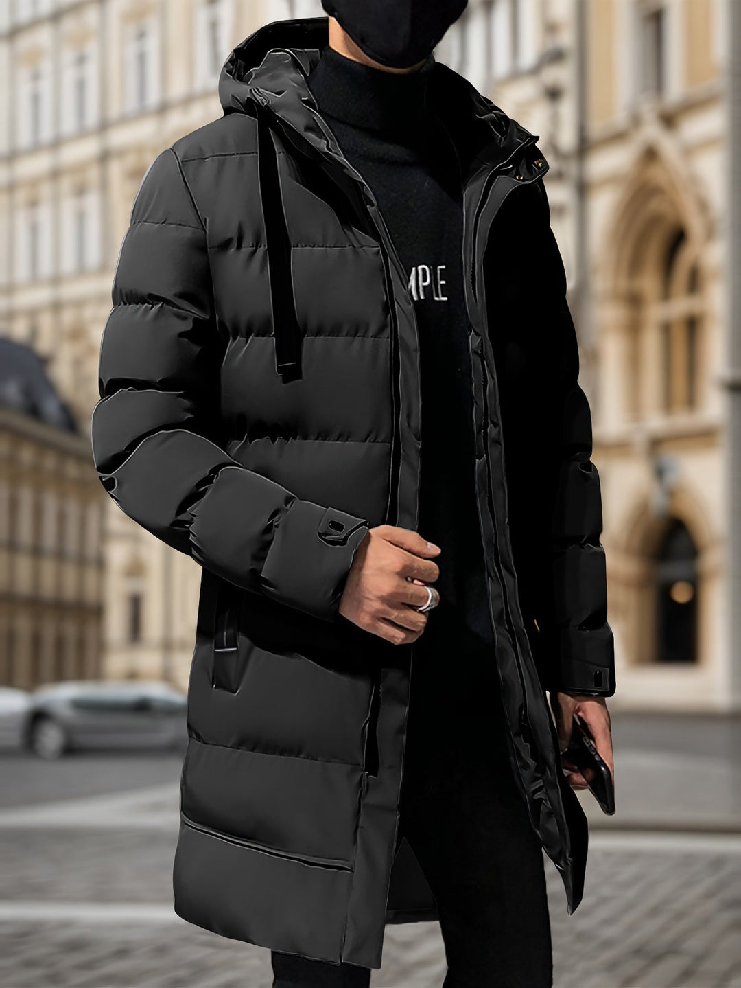 Drune | Winddichte Mittellange Reißverschluss Kapuzen Winterjacke - Ideal für Winter