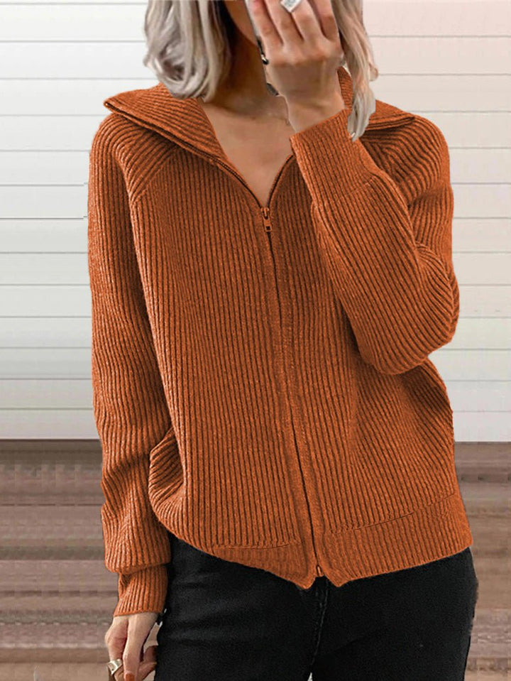 Drune | Dicke Baumwoll-Strickjacke mit Reißverschluss