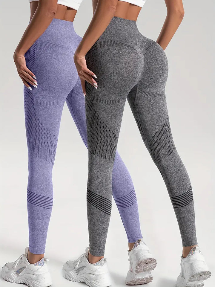 Drune | 2 Stk. Sport Leggings für Yoga und Fitness Einfarbige Farbe mit Hohem Stretch.