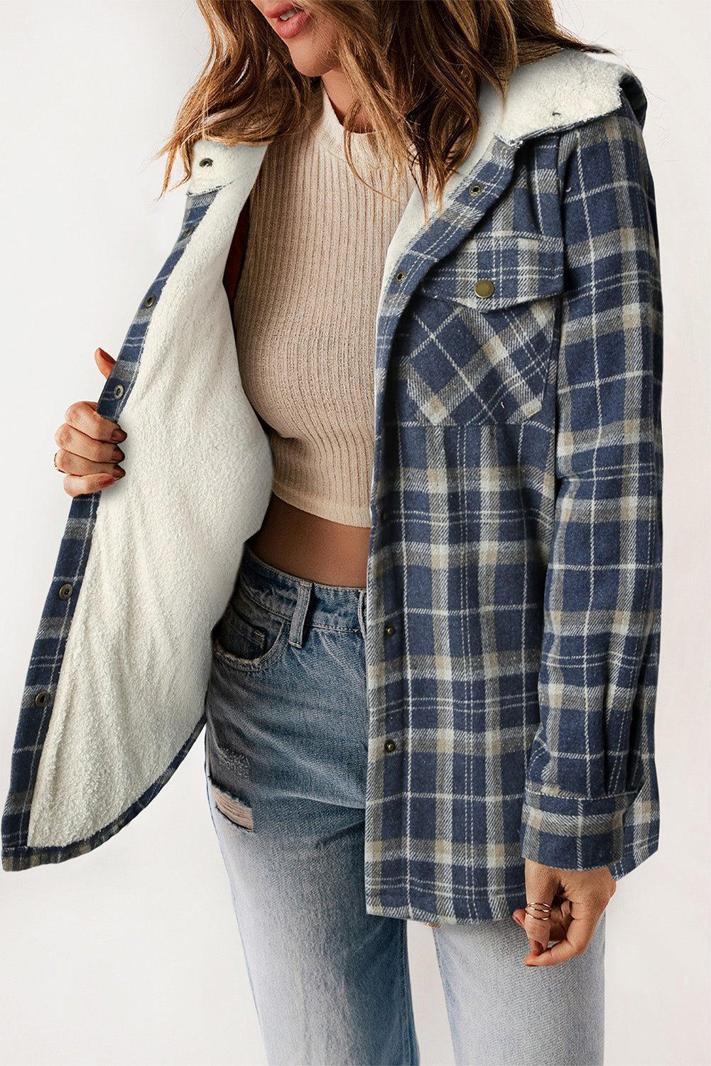 Drune | Gepunktete Jacke mit Kapuze Weiches Plüschfutter Perfekt Für Kalte Tage